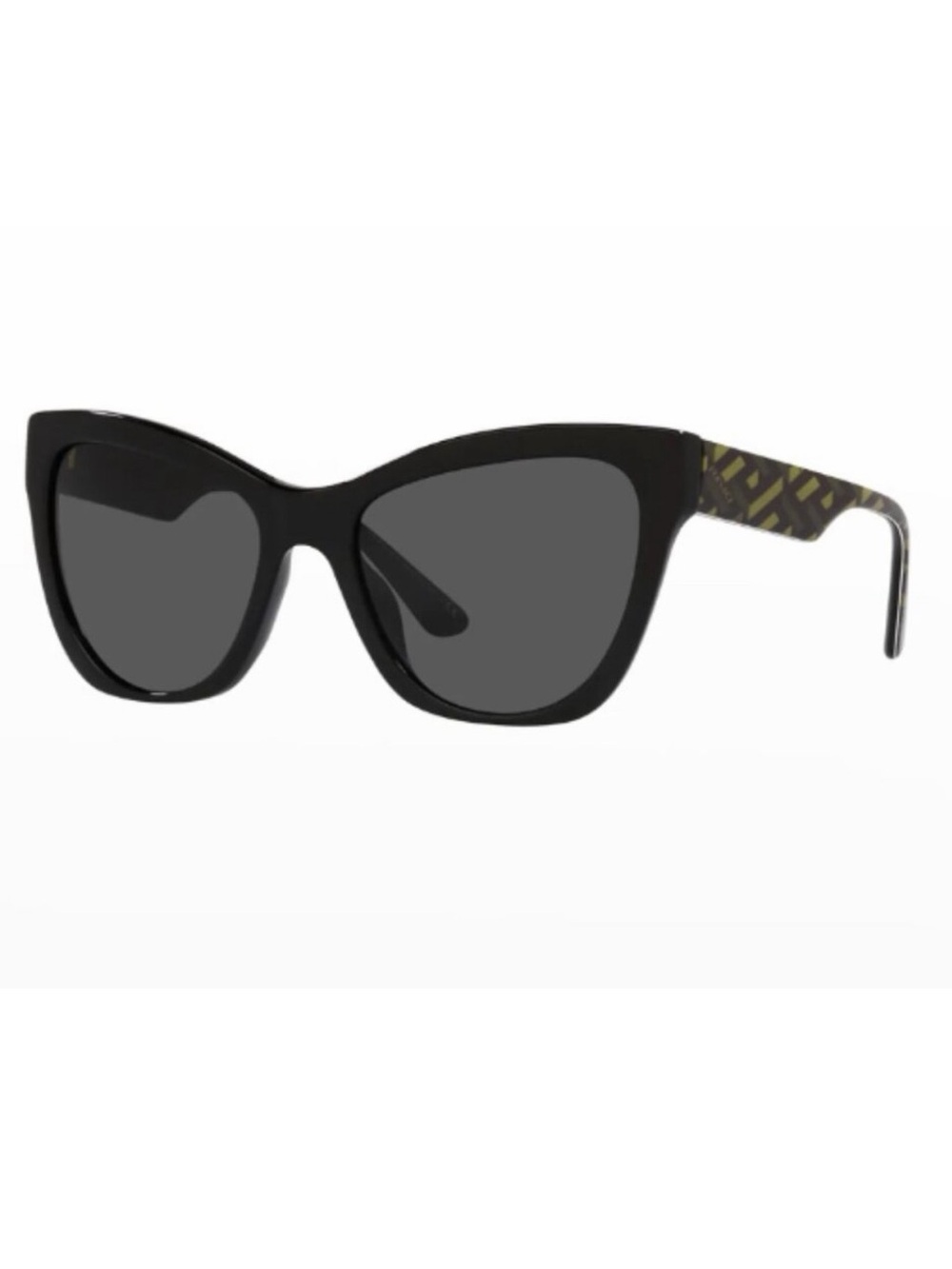 NEW Versace 4417-U Greca Cat Eye Sunglasses Black Grey